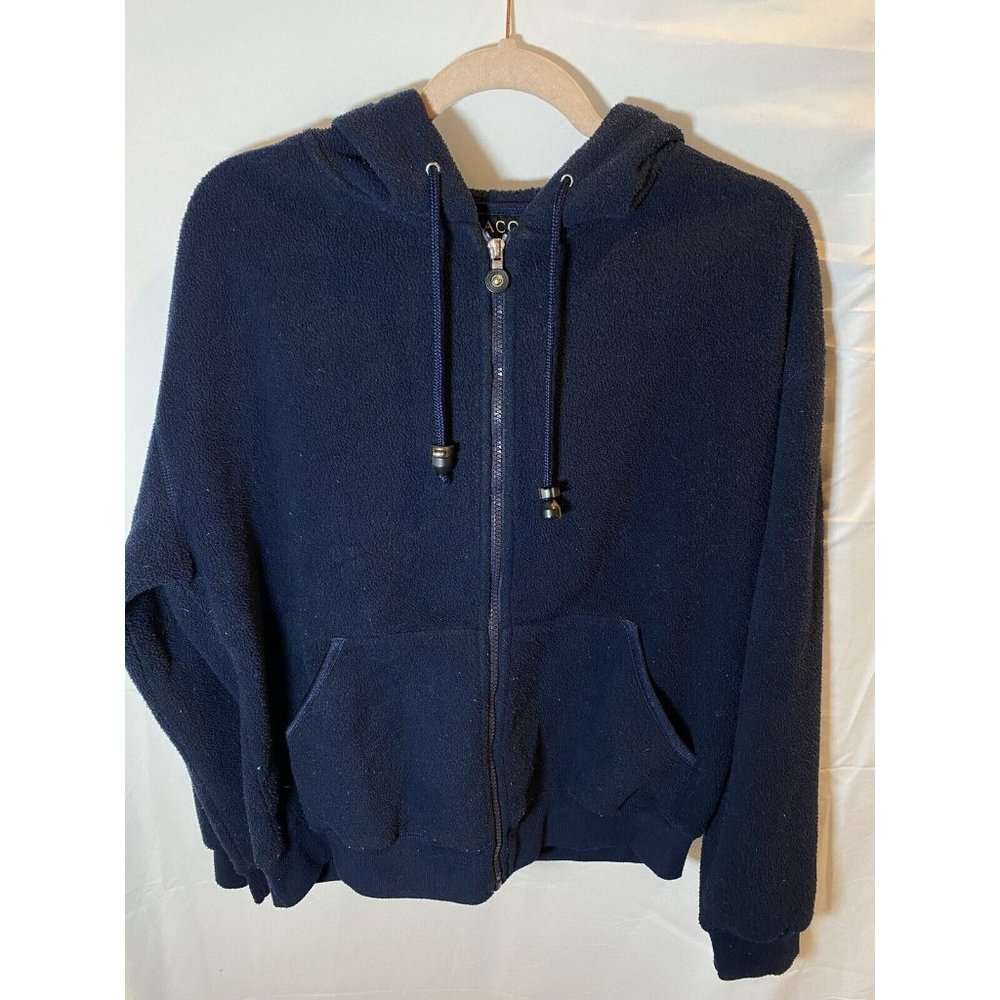 Coaco New York Sweater Womens Medium Blue Hooded Fleece Zip‎ Up Ladies.